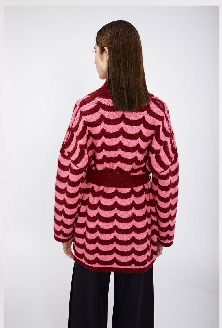 Odeeh Waves Cardigan, Pomegranate