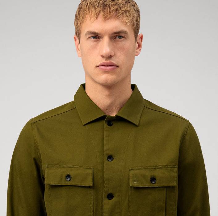 Oblymp Casual, Freizeithemd, Overshirt, Kent, Grau-Grün