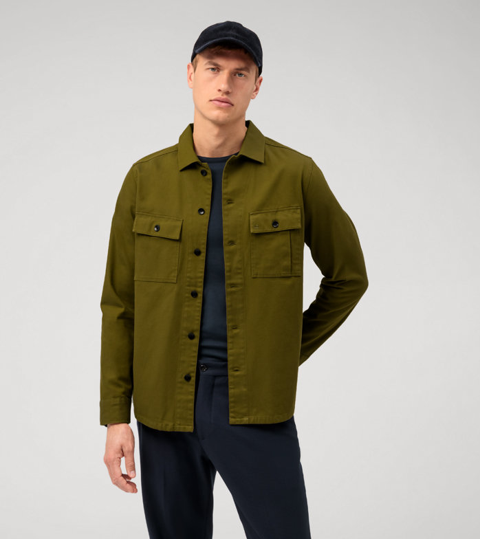 Oblymp Casual, Freizeithemd, Overshirt, Kent, Grau-Grün