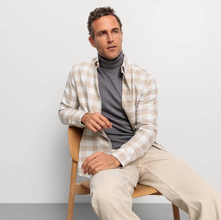 Oblymp Casual, Freizeithemd, Regular Fit, Button-down, Beige