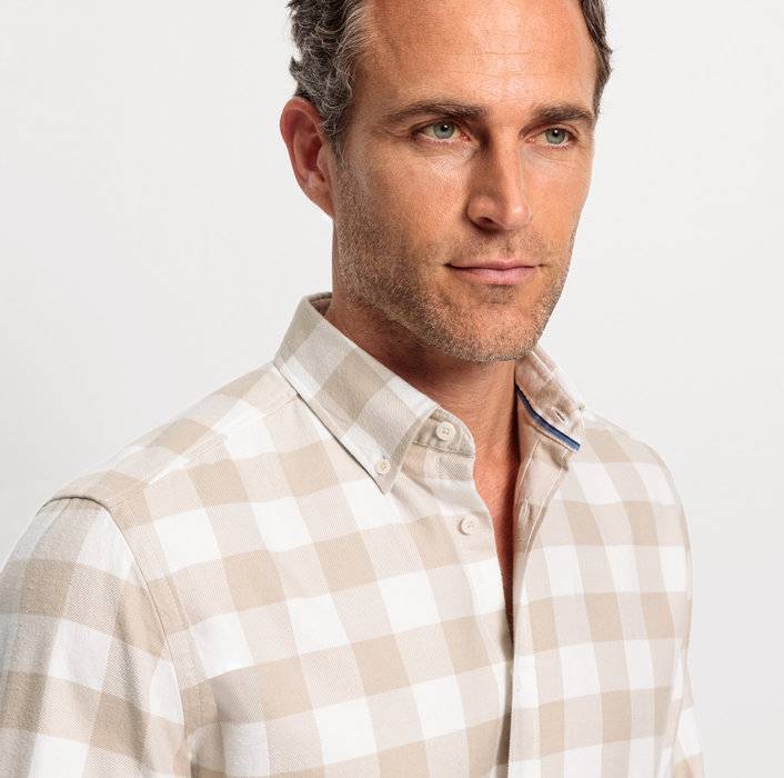 Oblymp Casual, Freizeithemd, Regular Fit, Button-down, Beige