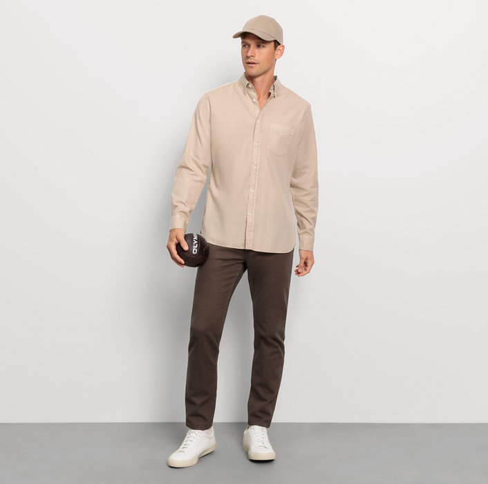 Oblymp Casual, Freizeithemd, Regular Fit, Button-down, Beige