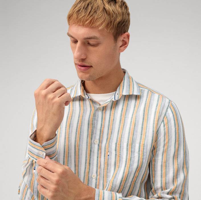 Oblymp Casual, Freizeithemd, Regular Fit, Kent, Grau-Grün