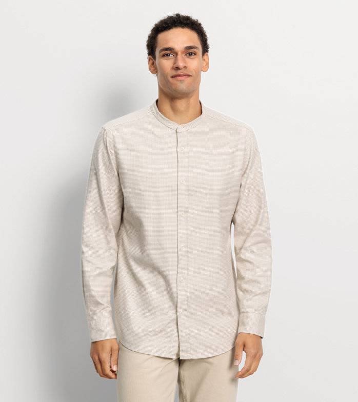 Oblymp Casual, Freizeithemd, regular fit, Stehkragen, Beige