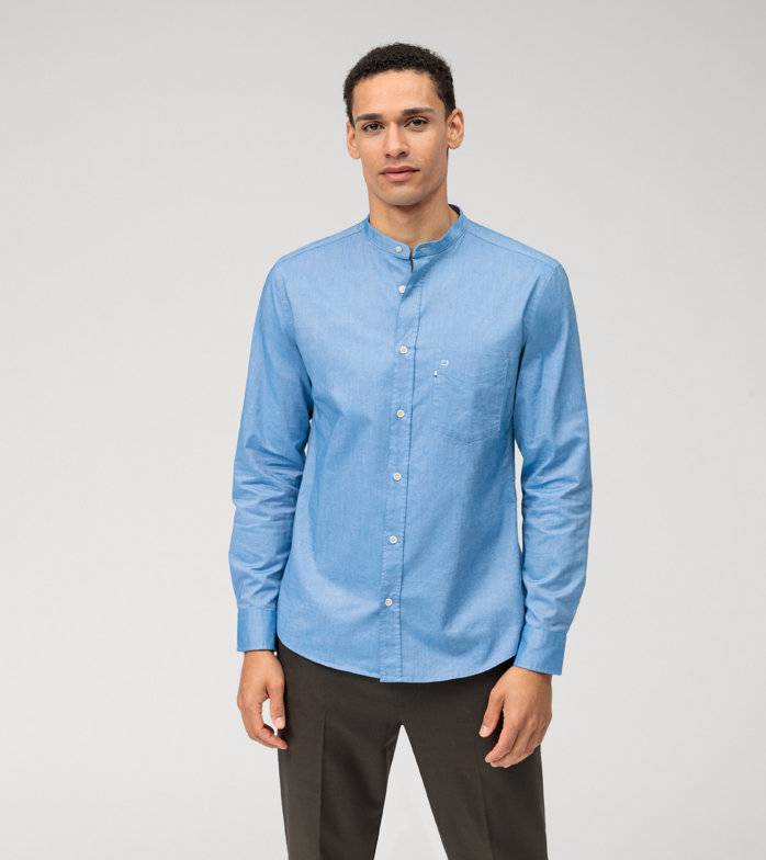 Oblymp Casual, Freizeithemd, regular fit, Stehkragen, Bleu