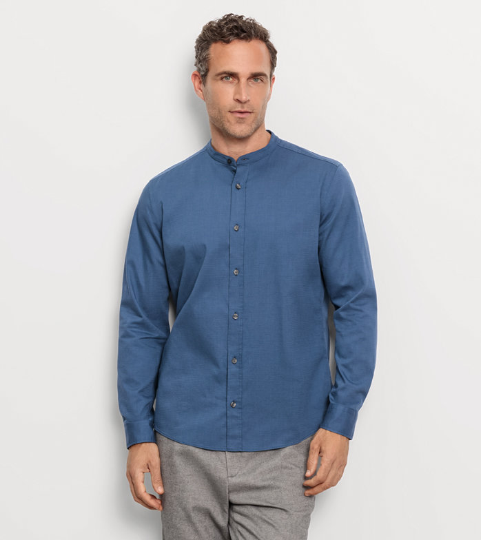 Oblymp Casual, Freizeithemd, regular fit, Stehkragen, Marine