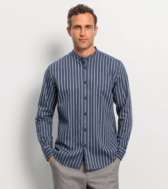 Oblymp Casual, Freizeithemd, regular fit, Stehkragen, Marine