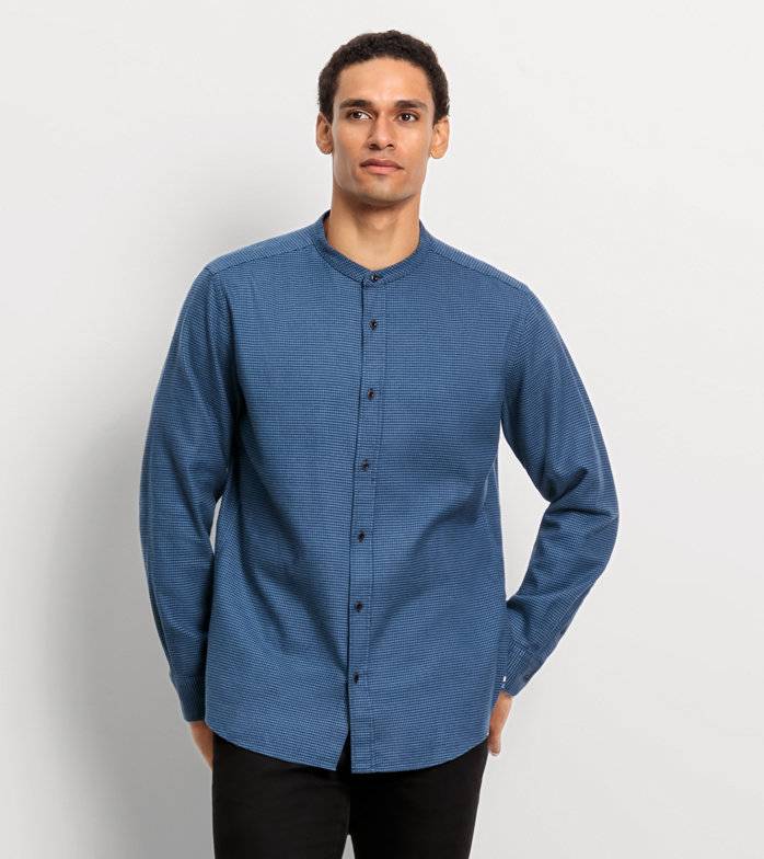 Oblymp Casual, Freizeithemd, regular fit, Stehkragen, Marine