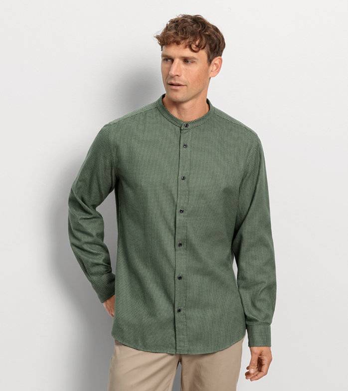 Oblymp Casual, Freizeithemd, regular fit, Stehkragen, Oliv