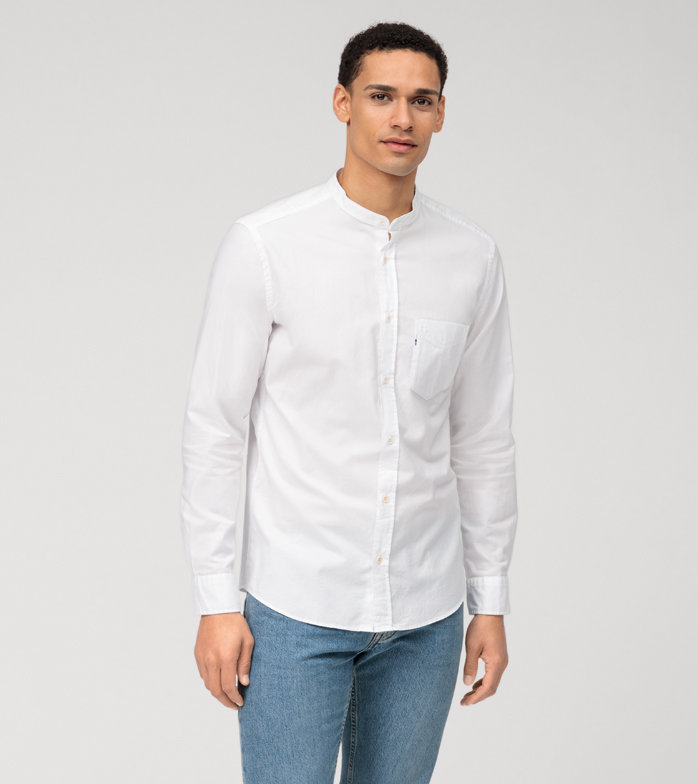 Oblymp Casual, Freizeithemd, regular fit, Stehkragen, Weiß