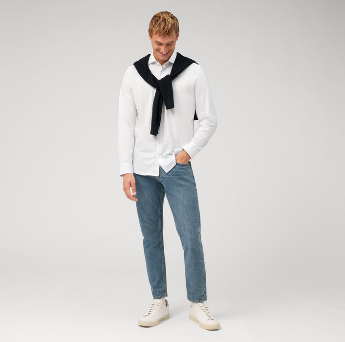 Oblymp Level Five 24/Seven, Businesshemd, Body Fit, Kent, Bleu