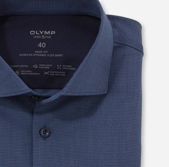 Oblymp Level Five 24/Seven, Businesshemd, Body Fit, Kent, Nachtblau