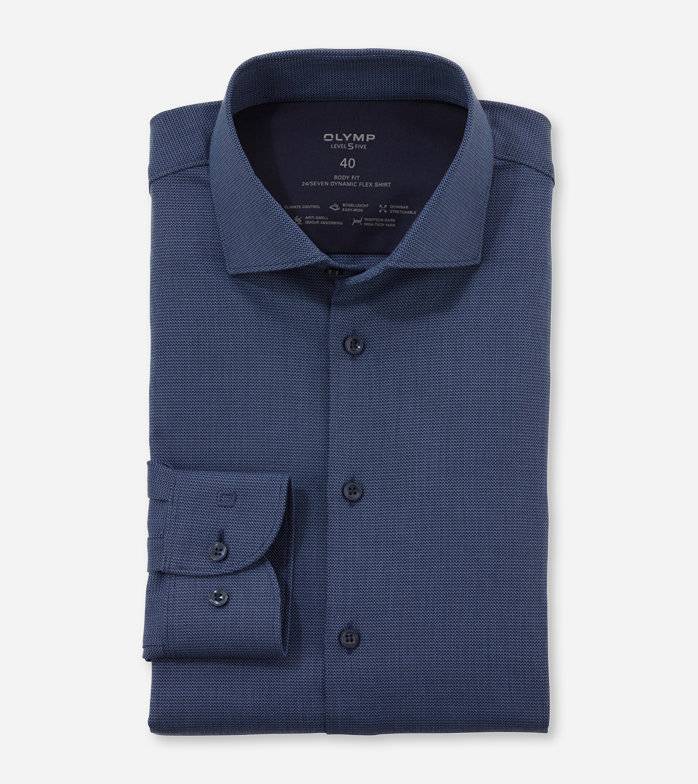 Oblymp Level Five 24/Seven, Businesshemd, body fit, Kent, Nachtblau Oblymp Level Five 24/Seven, Businesshemd, body fit, Kent, Nachtblau