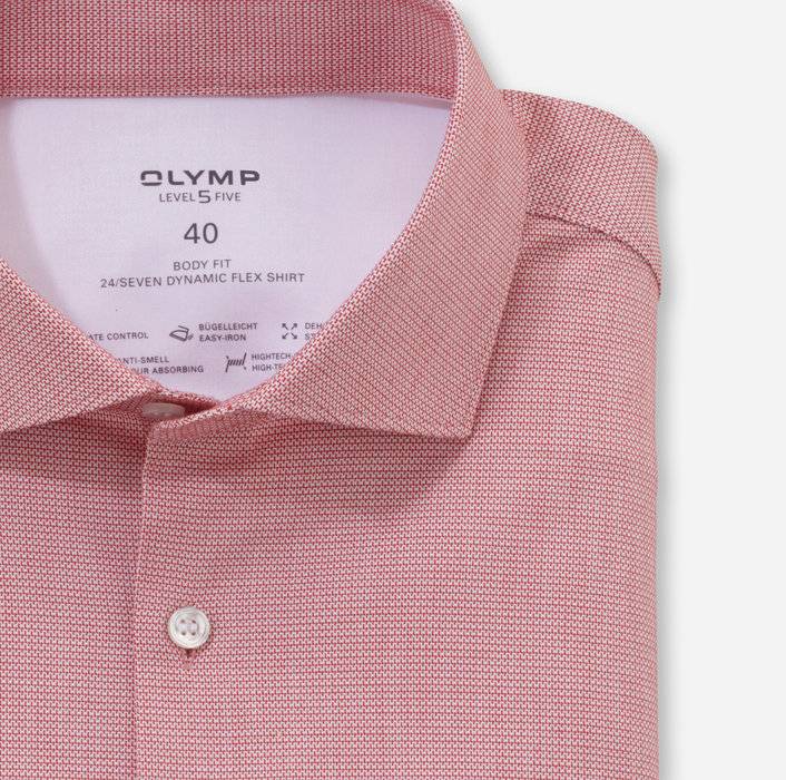 Oblymp Level Five 24/Seven, Businesshemd, Body Fit, Kent, Rot