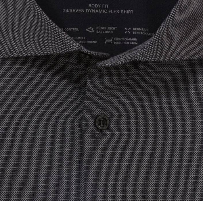 Oblymp Level Five 24/Seven, Businesshemd, Body Fit, Kent, Schwarz