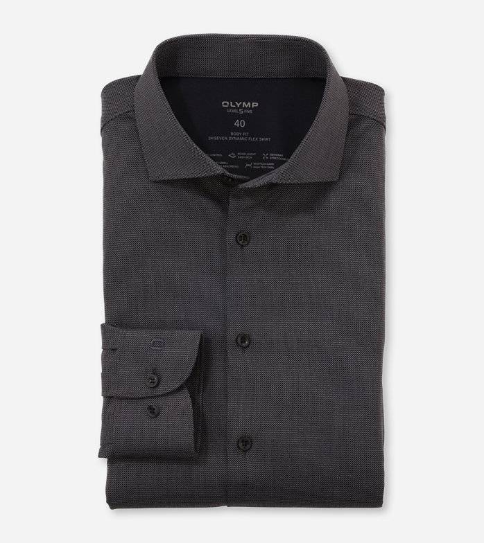 Oblymp Level Five 24/Seven, Businesshemd, body fit, Kent, Schwarz Oblymp Level Five 24/Seven, Businesshemd, body fit, Kent, Schwarz