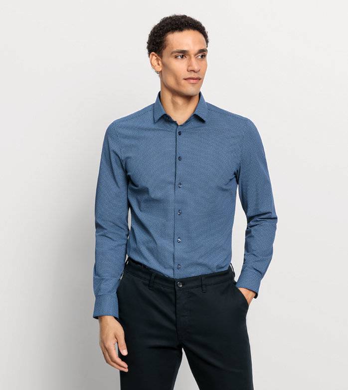 Oblymp Level Five 24/Seven, Businesshemd, body fit, Modern Kent, Marine