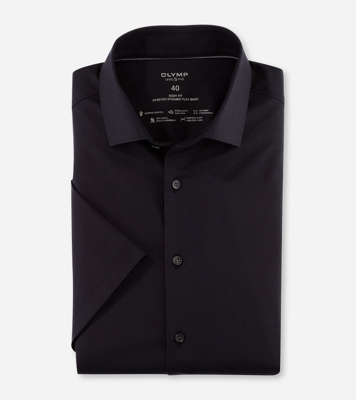 Oblymp Level Five 24/Seven, Businesshemd, body fit, Modern Kent, Schwarz