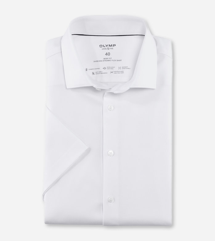 Oblymp Level Five 24/Seven, Businesshemd, body fit, Modern Kent, Weiß