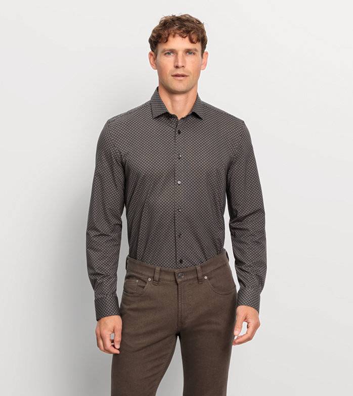 Oblymp Level Five 24/Seven, Businesshemd, body fit, Modern Kent, Natur