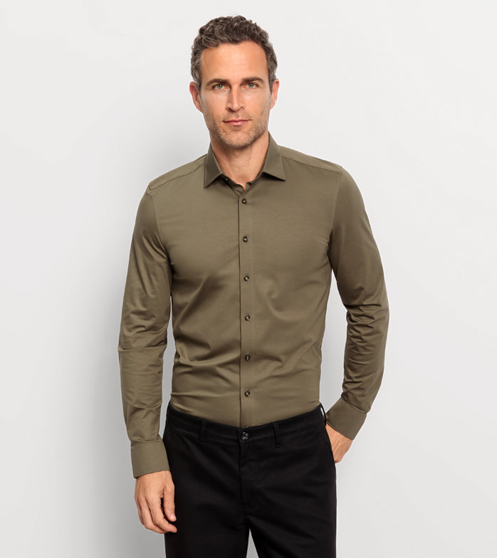 Oblymp Level Five 24/Seven, Businesshemd, body fit, New York Kent, Schlamm