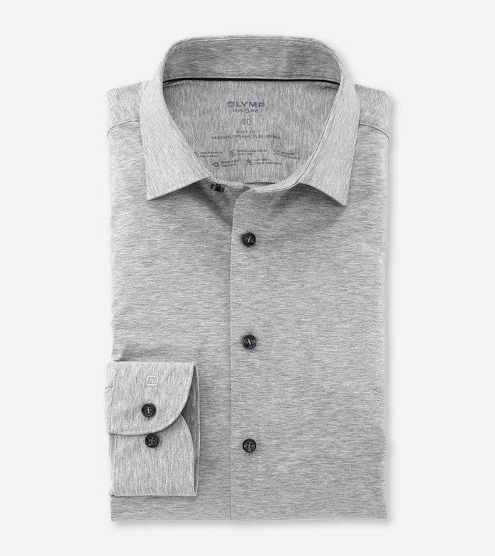 Oblymp Level Five 24/Seven, Businesshemd, body fit, New York Kent, Silbergrau