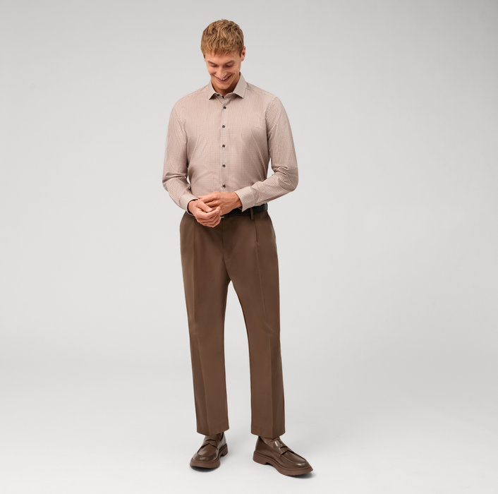 Oblymp Level Five, Businesshemd, Body Fit, Modern Kent, Braun