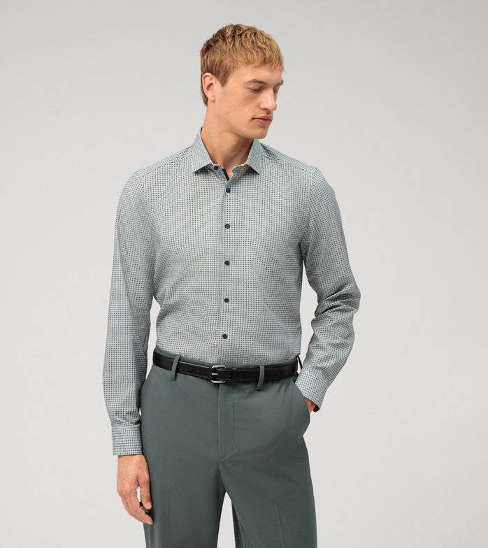 Oblymp Level Five, Businesshemd, body fit, Modern Kent, Grün