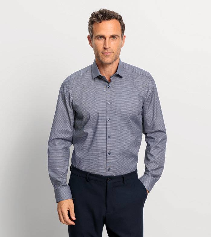 Oblymp Level Five, Businesshemd, body fit, Modern Kent, Marine