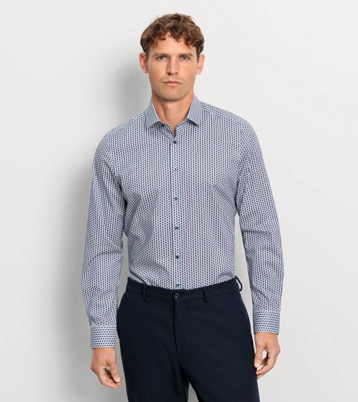 Oblymp Level Five, Businesshemd, body fit, Modern Kent, Weiß