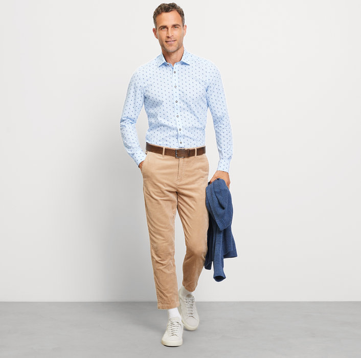 Oblymp Level Five, Businesshemd, Body Fit, New York Kent, Bleu