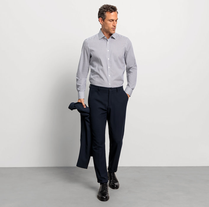 Oblymp Level Five, Businesshemd, Body Fit, New York Kent, Marine