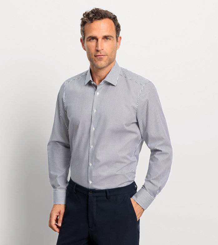Oblymp Level Five, Businesshemd, body fit, New York Kent, Marine