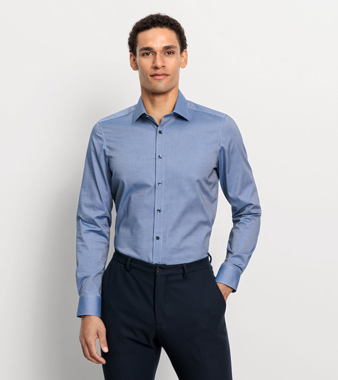 Oblymp Level Five, Businesshemd, body fit, New York Kent, Rauchblau
