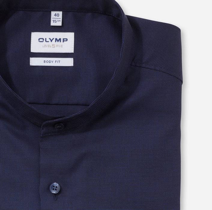 Oblymp Level Five, Businesshemd, Body Fit, Stehkragen, Marine