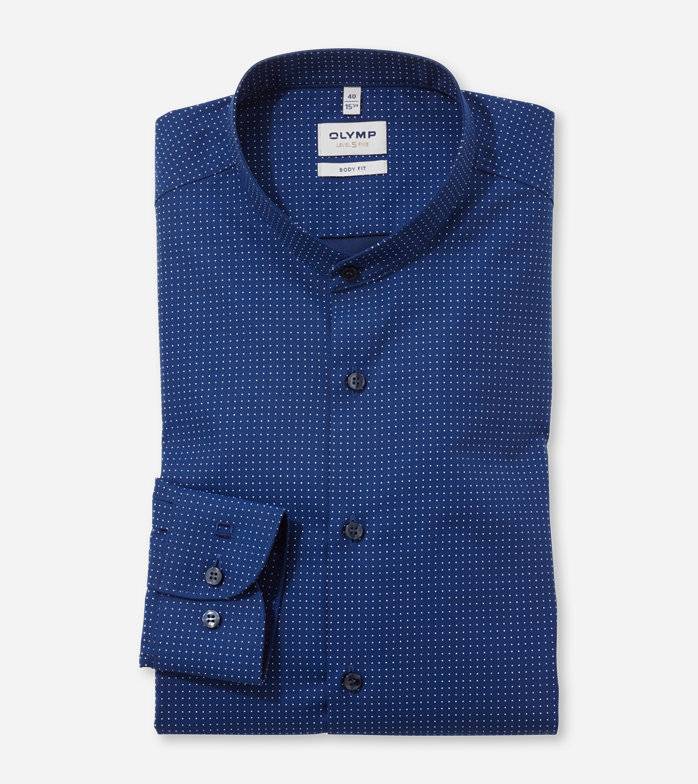 Oblymp Level Five, Businesshemd, body fit, Stehkragen, Marine