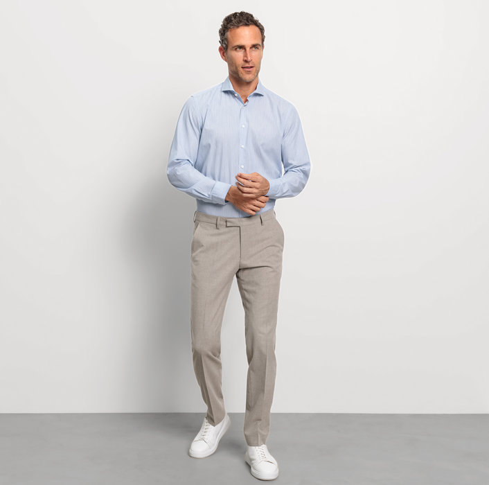 Oblymp Level Five Garment Washed, Businesshemd, Body Fit, Haifisch, Bleu