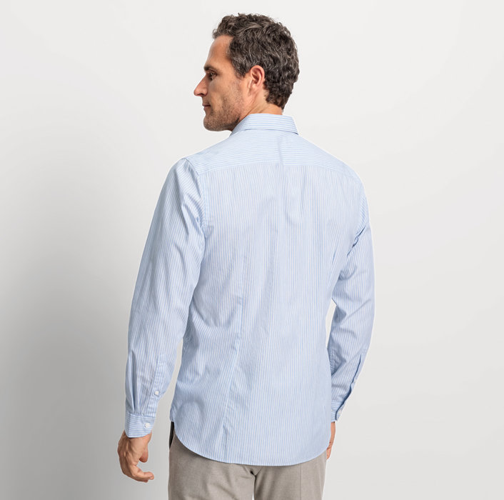 Oblymp Level Five Garment Washed, Businesshemd, Body Fit, Haifisch, Bleu