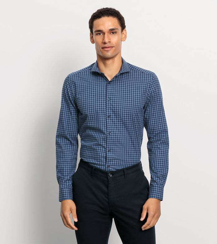 Oblymp Level Five garment washed, Businesshemd, body fit, Haifisch, Marine