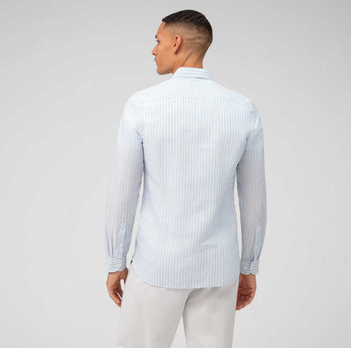 Oblymp Level Five Garment Washed, Businesshemd, Body Fit, Haifisch, Bleu