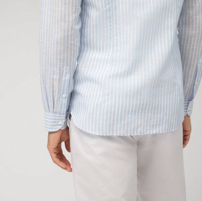 Oblymp Level Five Garment Washed, Businesshemd, Body Fit, Haifisch, Bleu