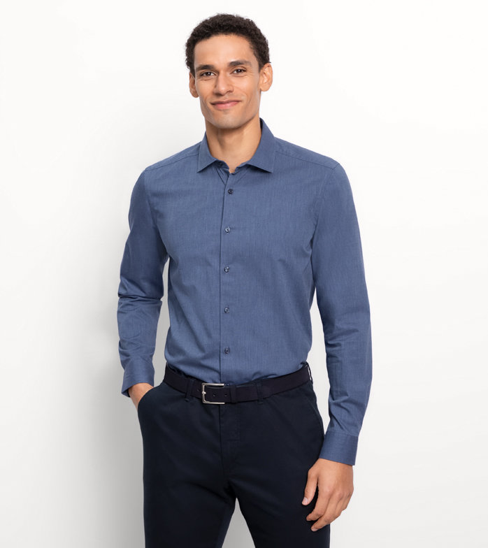 Oblymp Level Five garment washed, Businesshemd, body fit, Kent, Marine