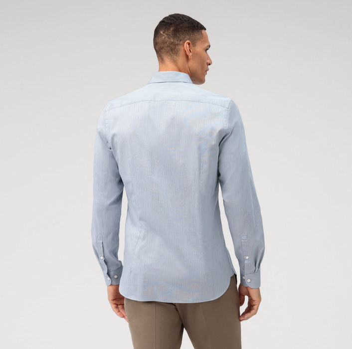 Oblymp Level Five Garment Washed, Businesshemd, Body Fit, Kent, Bleu