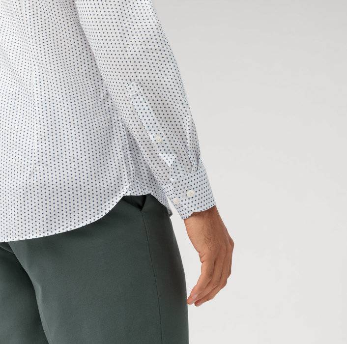 Oblymp Level Five Garment Washed, Businesshemd, Body Fit, Kent, Bleu