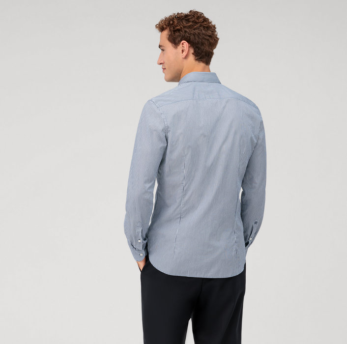 Oblymp Level Five Garment Washed, Businesshemd, Body Fit, Kent, Marine