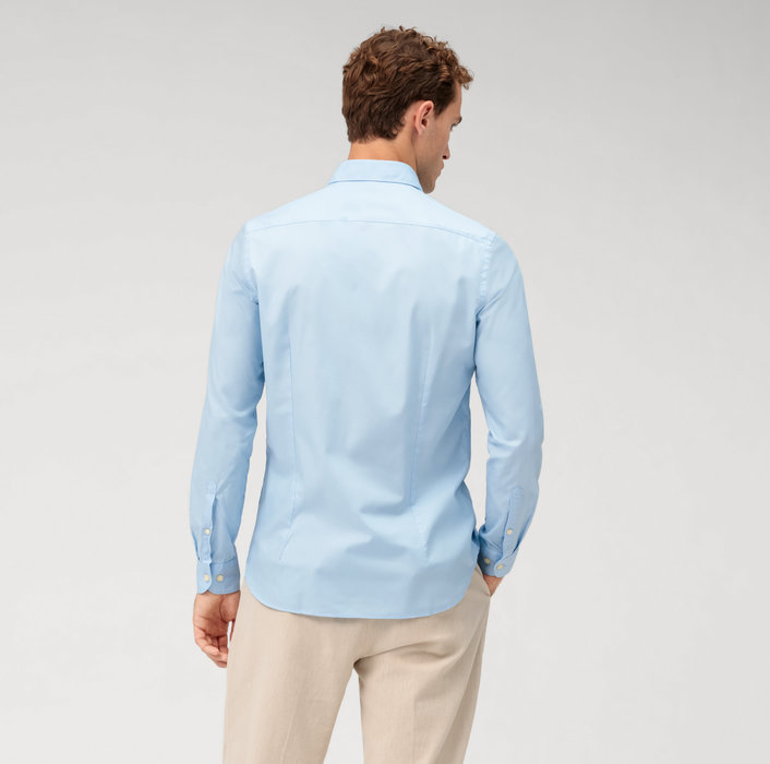 Oblymp Level Five Garment Washed, Businesshemd, Body Fit, Kent, Bleu