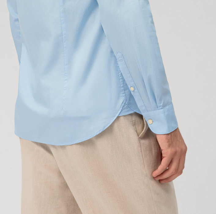 Oblymp Level Five Garment Washed, Businesshemd, Body Fit, Kent, Bleu