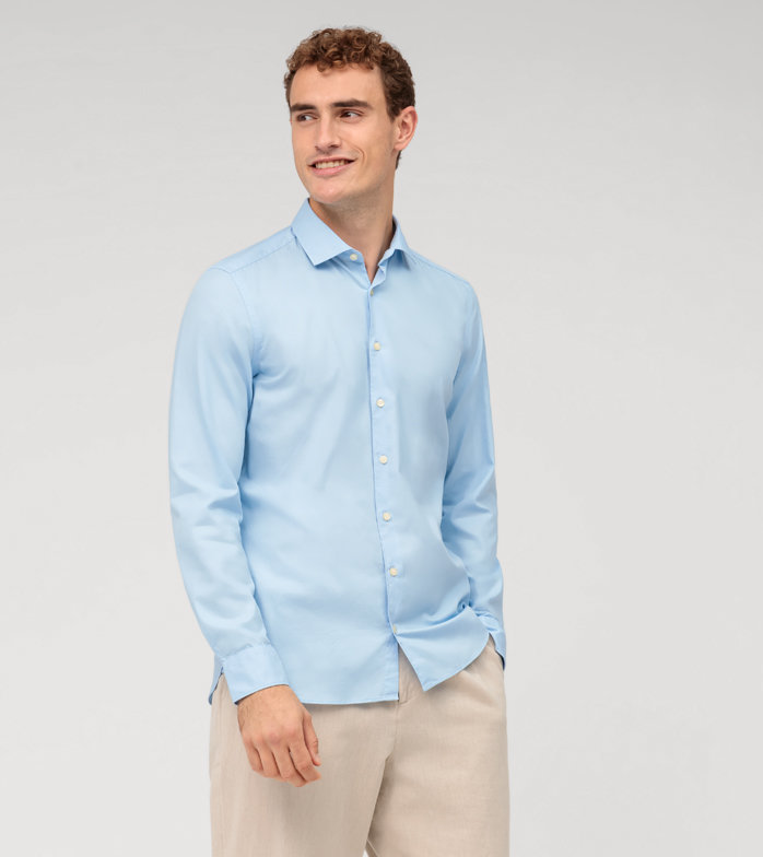 Oblymp Level Five garment washed, Businesshemd, body fit, Kent, Bleu Oblymp Level Five garment washed, Businesshemd, body fit, Kent, Bleu
