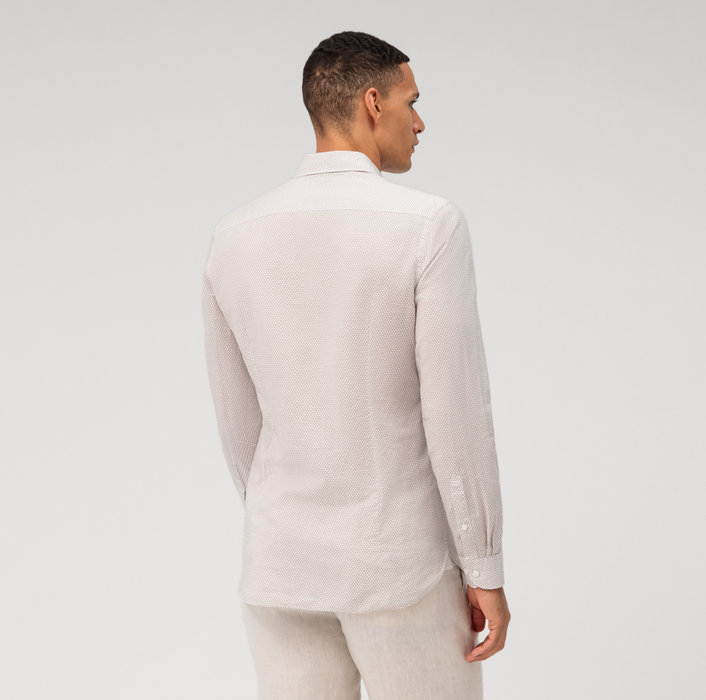 Oblymp Level Five Garment Washed, Businesshemd, Body Fit, Kent, Natur