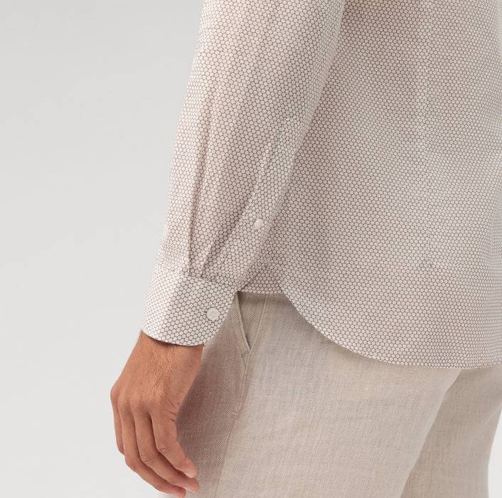 Oblymp Level Five Garment Washed, Businesshemd, Body Fit, Kent, Natur